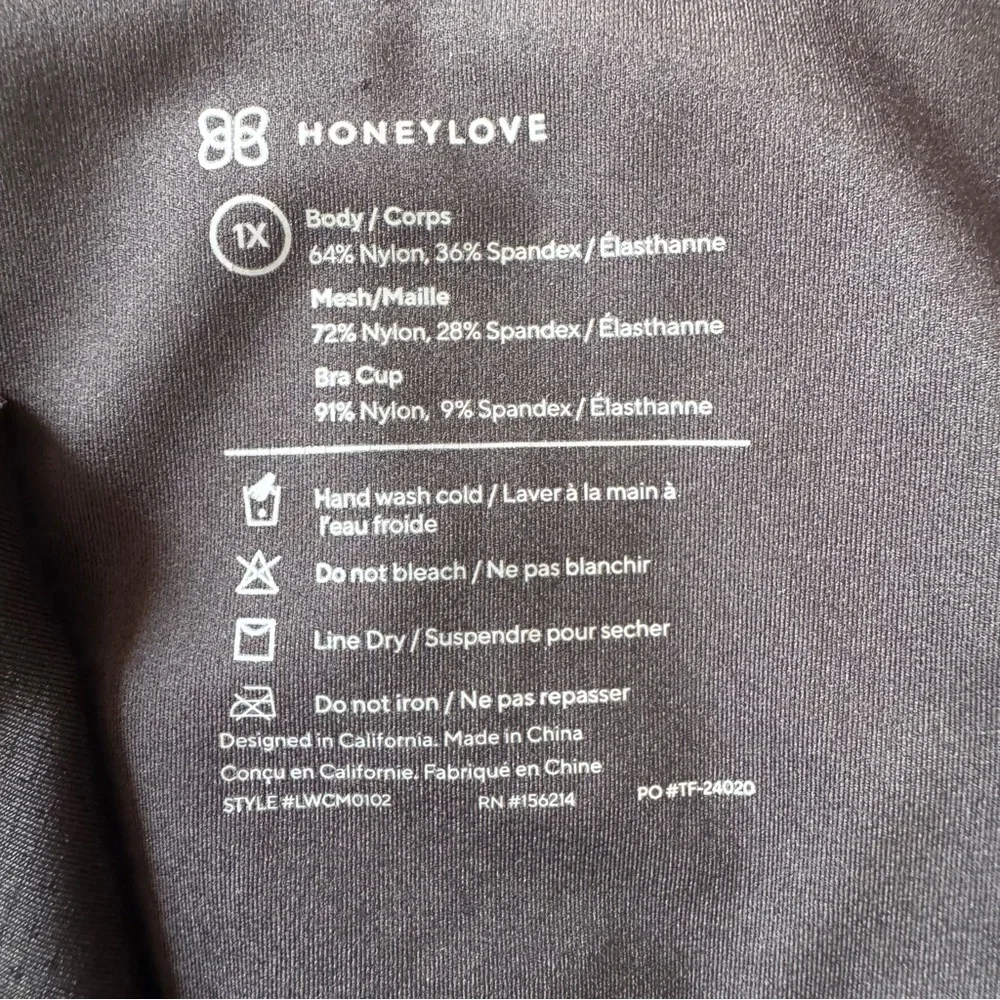 HONEYLOVE LiftWear Tank Shapewear Vamp Black Seamless Smoothing Wire Free Sz 1X - Picture 13 of 14